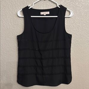 LOFT Black Sleeveless Tank Top with velvet sequence